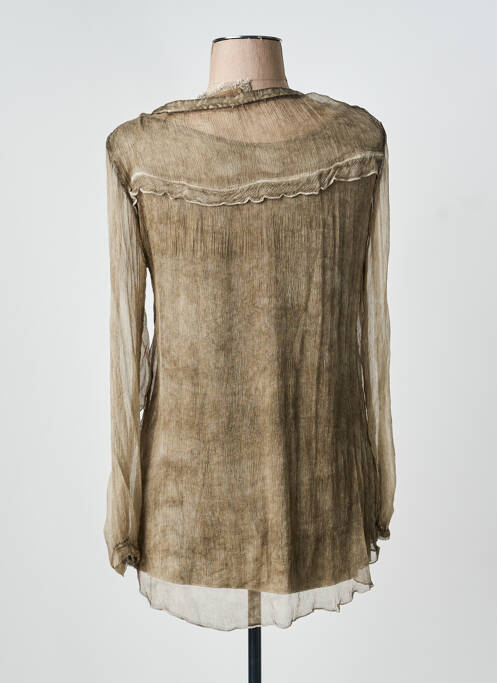 Top col rond manches longues marron UNO PIU UNO femme