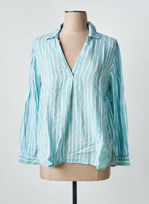Blouse poignets boutonnés avec fente manches longues bleu SUD EXPRESS femme