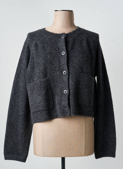 Gilet manches longues maille maille poilu gris ZARA femme