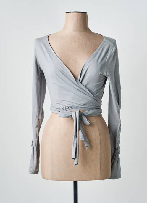 Gilet cache-cœur stretch gris MYRINE & ME femme
