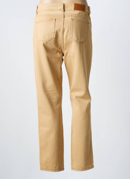 Pantalon droit fermeture zippée sous rabat boutonné taille normale beige BERENICE femme