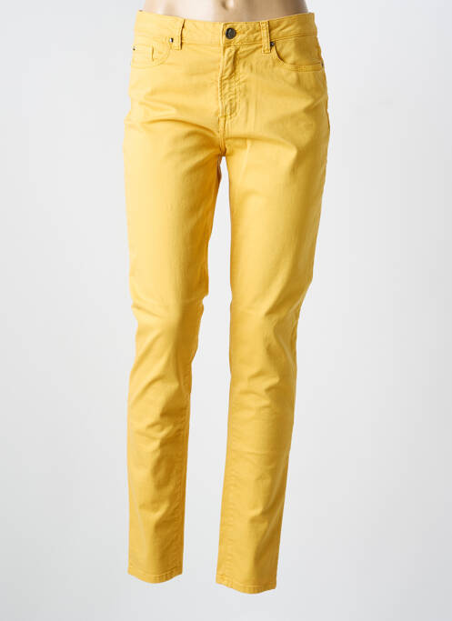 Pantalon slim tissage popeline taille normale jaune EMMA & CARO femme