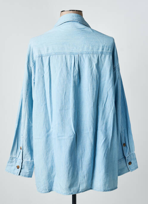 Chemisier coupe droite manches longues bleu ZARA femme