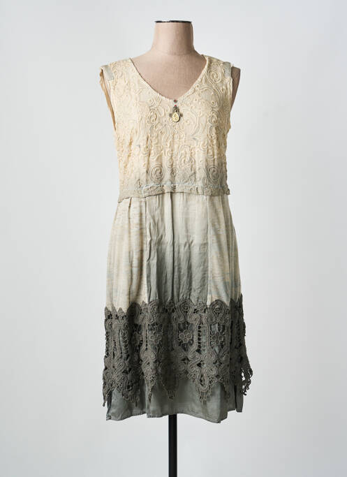 Robe mi-longue beige ELISA CAVALETTI femme