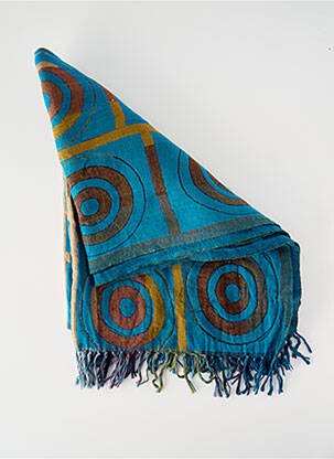 Foulard imprimé fantaisie bleu MAIS IL EST OU LE SOLEIL femme