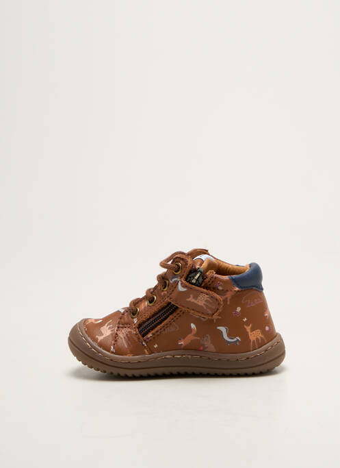 Bottillons fermeture zip et lacets bout rond marron GBB garcon