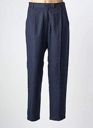 Pantalon droit tissage crêpe taille haute bleu MAISON LAB femme