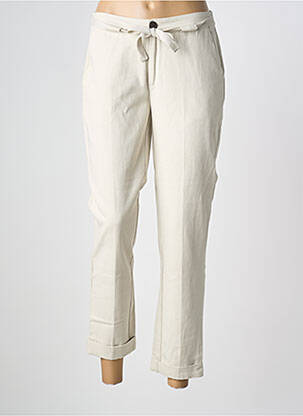 Pantalon 7/8 taille à pinces taille normale beige SWILDENS femme