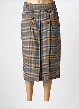 Jupe mi-longue taille à pinces bleu SESSUN femme