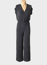 Combi-pantalon fermeture boutonnée sur le devant manches courtes gris LEÏ-1984 femme