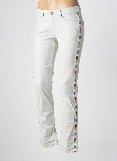 Jeans coupe slim effet usé délavé taille basse gris SWILDENS femme