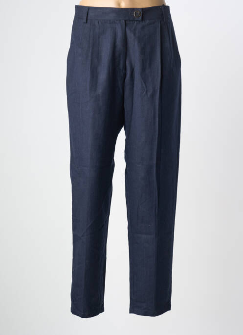 Pantalon droit tissage crêpe taille haute bleu MAISON LAB femme