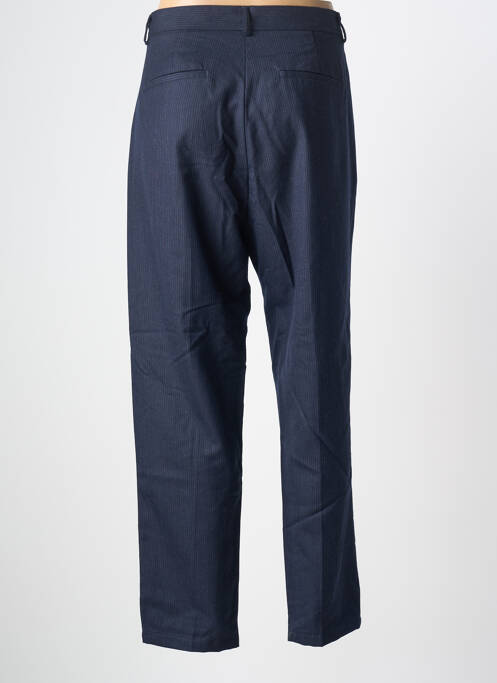Pantalon droit tissage crêpe taille haute bleu MAISON LAB femme
