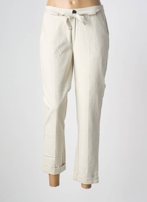 Pantalon 7/8 taille à pinces taille normale beige SWILDENS femme