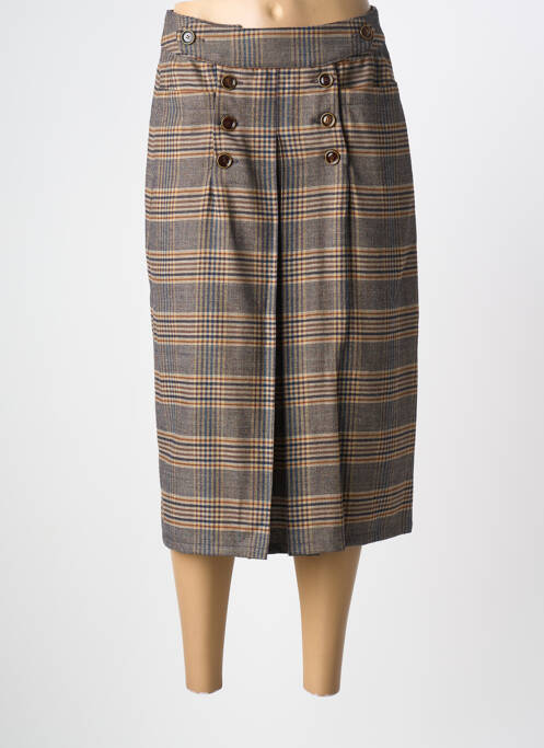 Jupe mi-longue taille à pinces bleu SESSUN femme