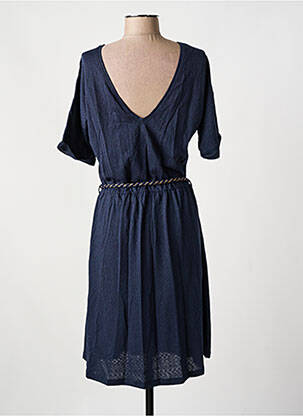 Robe mi-longue coupe fluide manches courtes bleu SESSUN femme