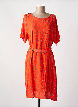 Robe mi-longue imprimé fleurs manches courtes orange JOLIE JOLIE PAR PETITE MENDIGOTE femme