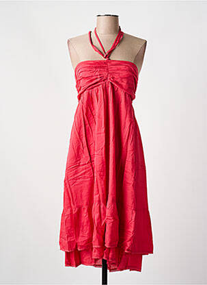 Robe mi-longue fines bretelles rose SWILDENS femme