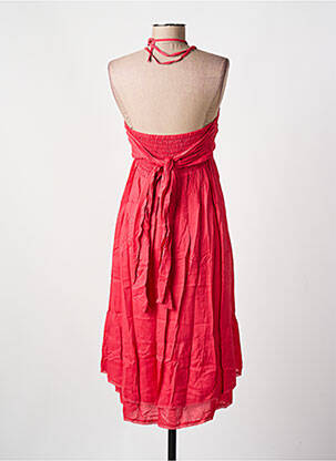 Robe mi-longue fines bretelles rose SWILDENS femme