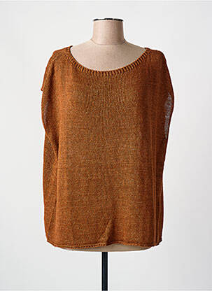 Pull col rond sans manche marron MAEVY femme
