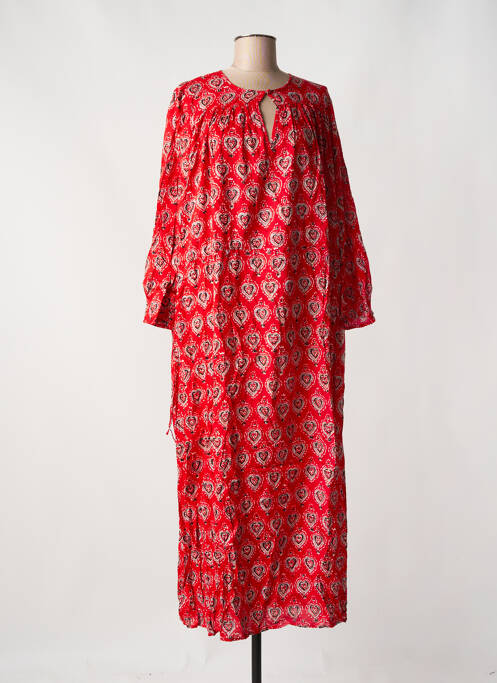 Robe longue imprimé fantaisie manches longues rouge SWILDENS femme