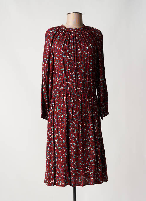 Robe mi-longue imprimé fantaisie manches longues rouge SESSUN femme