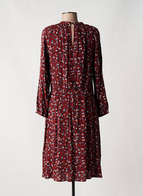 Robe mi-longue imprimé fantaisie manches longues rouge SESSUN femme
