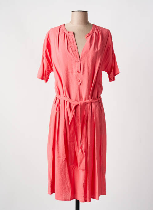 Robe mi-longue manches courtes manches courtes rose SESSUN femme