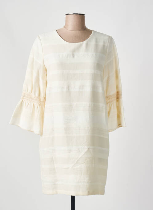 Robe courte manches 3/4 manches 3/4 beige SESSUN femme