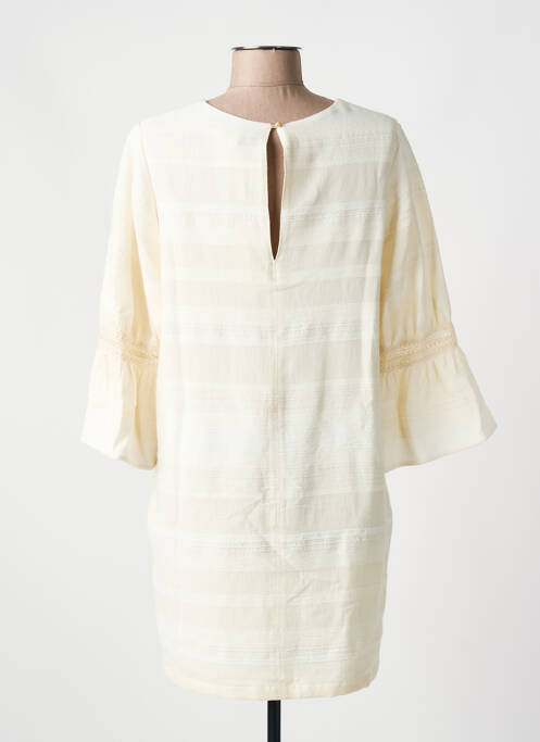 Robe courte manches 3/4 manches 3/4 beige SESSUN femme