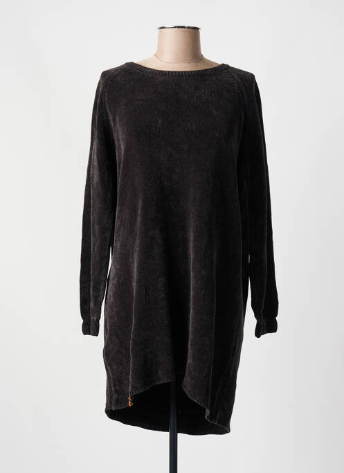 Robe pull coupe droite manches longues noir MAEVY femme
