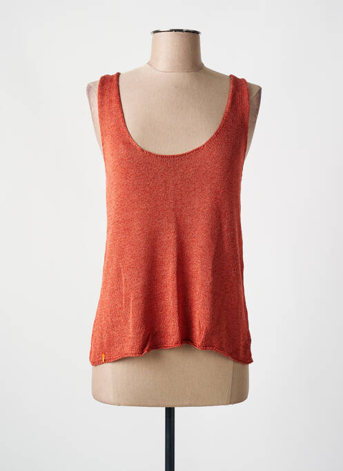Top coupe fluide fines bretelles orange MAEVY femme