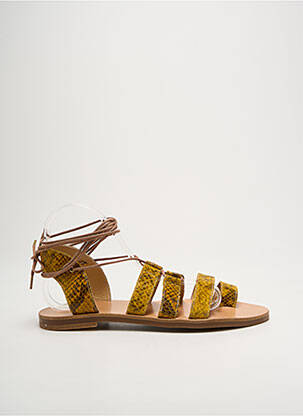 Sandales/nu pieds chiquet talon plat jusqu'à 3cm jaune ISABELLE VARIN femme
