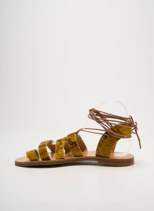 Sandales/nu pieds chiquet talon plat jusqu'à 3cm jaune ISABELLE VARIN femme