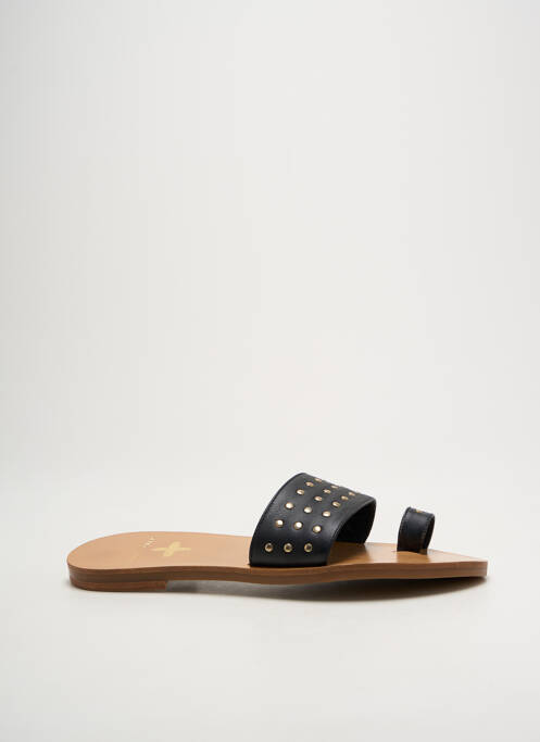 Tongs tissage satiné talon plat jusqu'à 3cm noir ISABELLE VARIN femme