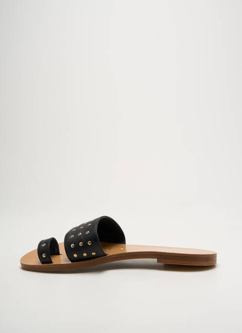 Tongs tissage satiné talon plat jusqu'à 3cm noir ISABELLE VARIN femme
