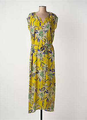 Robe longue imprimé fantaisie manches courtes vert LE PETIT BAIGNEUR femme