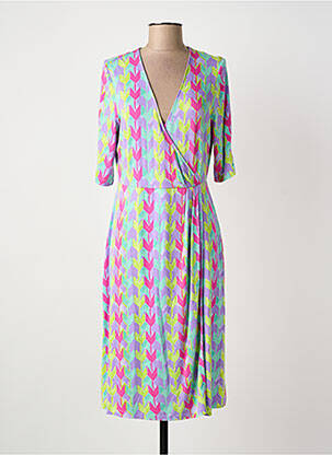 Robe mi-longue imprimé fantaisie manches courtes violet SURKANA femme