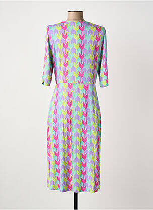 Robe mi-longue imprimé fantaisie manches courtes violet SURKANA femme