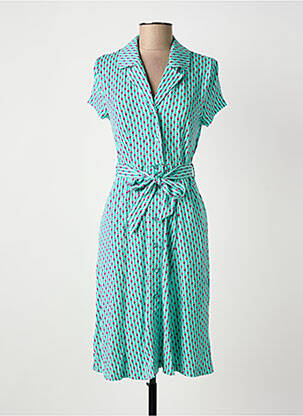 Robe mi-longue imprimé fantaisie manches courtes bleu SURKANA femme
