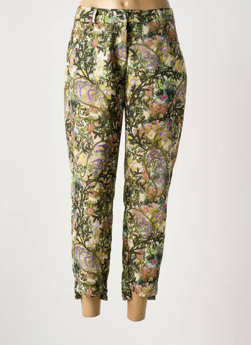 Pantalon 7/8 fermeture zippée sous rabat boutonné taille normale vert MALOKA femme