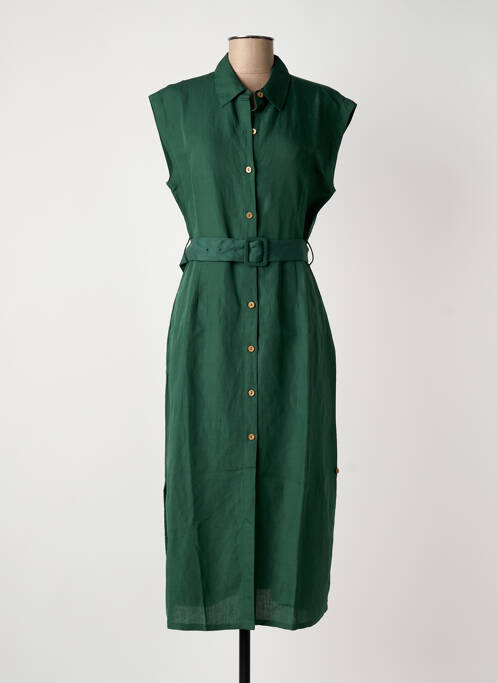 Robe mi-longue manches courtes manches courtes vert SURKANA femme