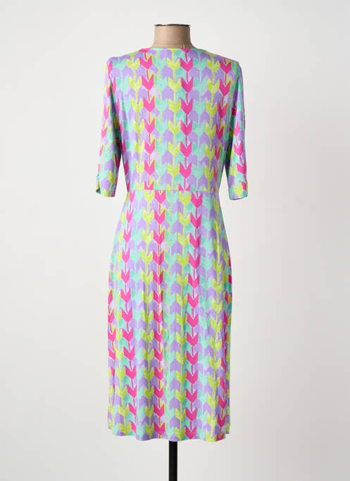 Robe mi-longue imprimé fantaisie manches courtes violet SURKANA femme