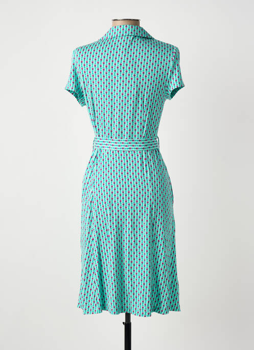 Robe mi-longue imprimé fantaisie manches courtes bleu SURKANA femme