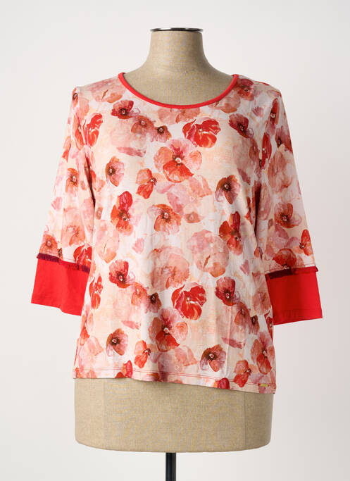 T-shirt stretch manches 3/4 rouge PAUL BRIAL femme