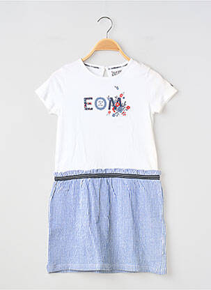 Robe courte manches courtes manches courtes blanc ELLE EST OU LA MER fille