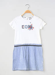 Robe courte manches courtes manches courtes blanc ELLE EST OU LA MER fille