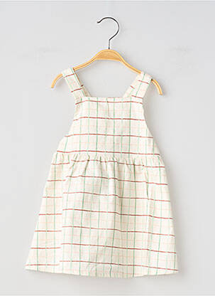 Robe courte tissage popeline sans manche blanc MOULIN ROTY fille