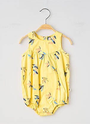 Barboteuse tissage popeline jaune MOULIN ROTY fille