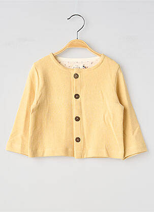 Gilet manches longues maille fine jaune SO FAMILY enfant